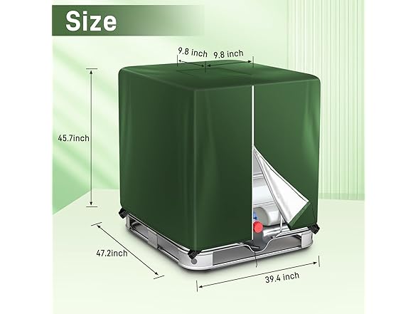 Green Zipper IBC Tote Cover, 275 Gallon