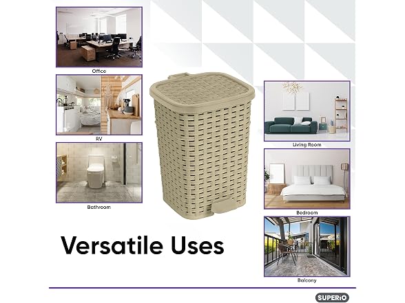 Superio 1.5 Gal Step-On Trash Can Beig 2
