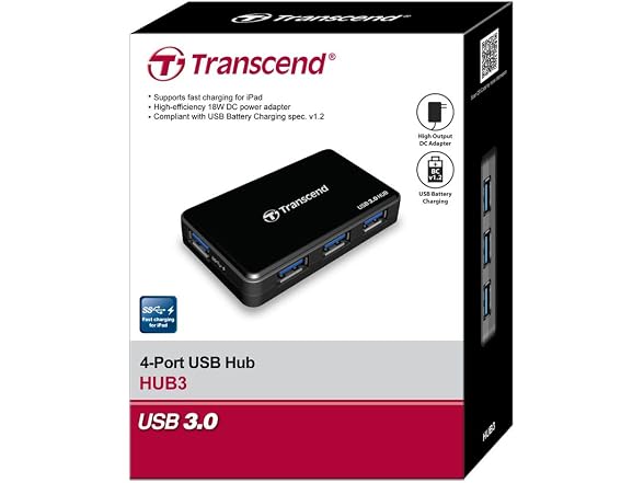 Transcend Transcend USB 3.0 4-Port Hub TS-HUB3K, B