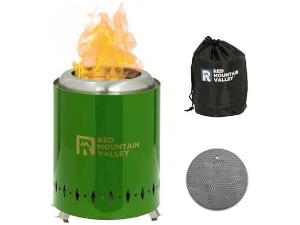 Red Mountain Valley Smokeless Tabletop Fire Pit, Green