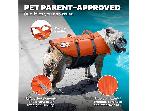 Outward Hound Granby Splash Orange Dog Life Jacket, XL