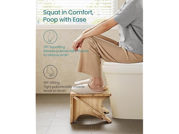 SONGMICS Bamboo Toilet Stool