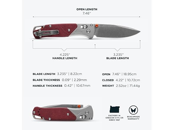 Benchmade Bugout Knife - Ash Gray/Red