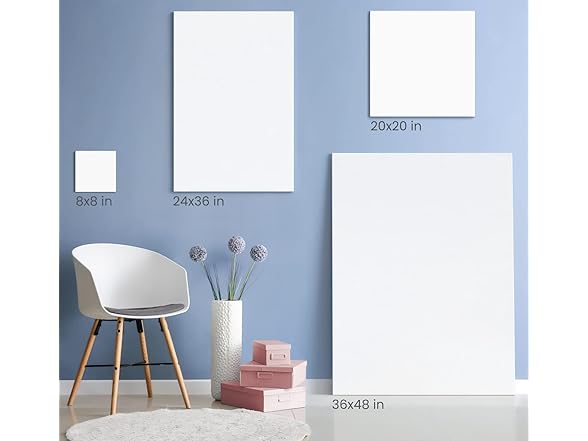 ARTEZA Stretched Canvas, 8 x 8 Inches, Pack of 12