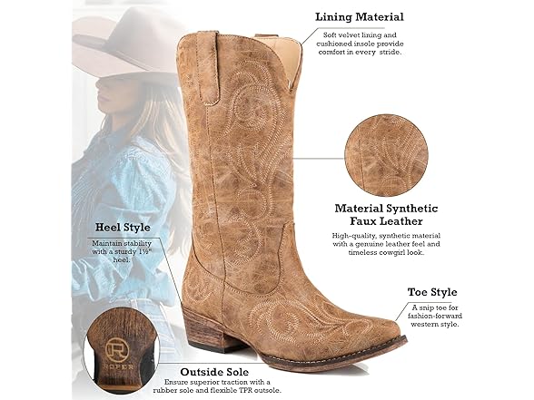 ROPER womens Riley Western Boot, 9 (Open Box)