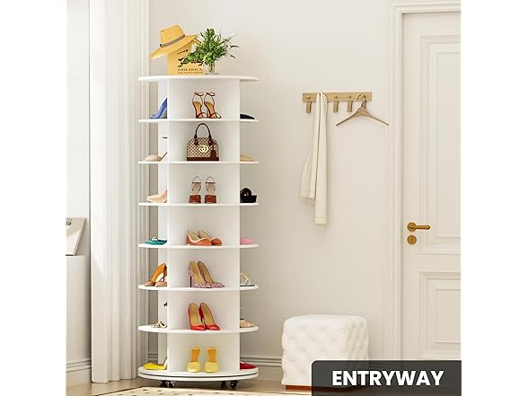 7-Tier Rotating Shoe Tower with Wheels