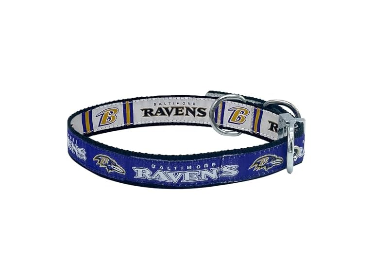 Pets First Baltimore Ravens Reversible NFL Dog Collar Size Medium, Premium Two-Sided Pet Collar with Your Favorite NFL Team!