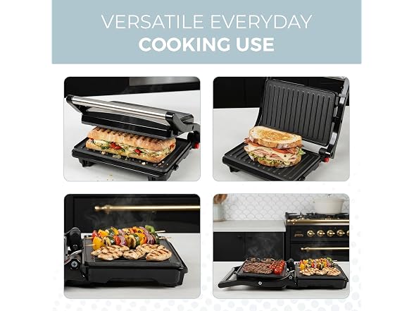Alpha Living Electric Griddle Panini Press Sandwich Maker 