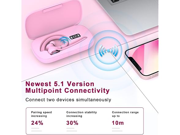 HEIBAS Bluetooth Headset (Pink)