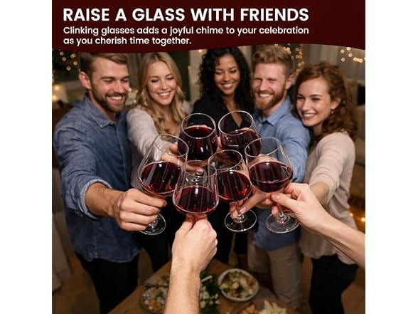 GENICOOK Wine Glasses Set Of 6 18 oz