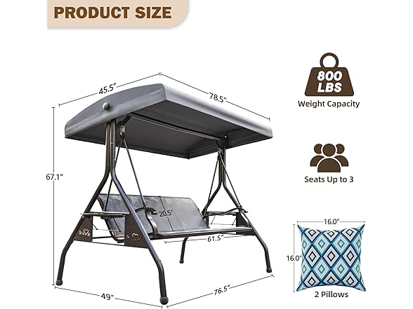 ZZW 8006 Textilene Patio Swing A-frame