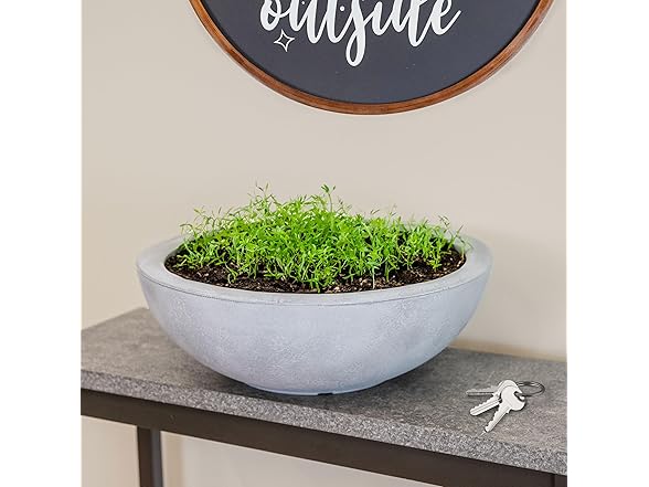 Sunnydaze Percival 20.75" Shallow Outdoor Planter Bowl - Gray