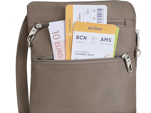 Travelon Anti-theft Classic Slim Double Zip Crossbody
