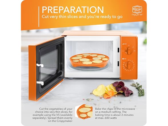 Borner by Reston Lloyd 2pc Crispymaker, Microwave Chip Maker, Orange