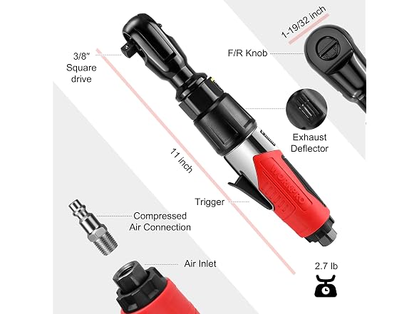 WORKPRO 3/8" Air Ratchet Wrench