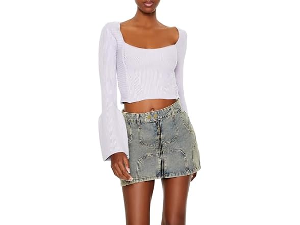 Forever 21 Women's (L) Cropped Bell-Sleeve Sweater
