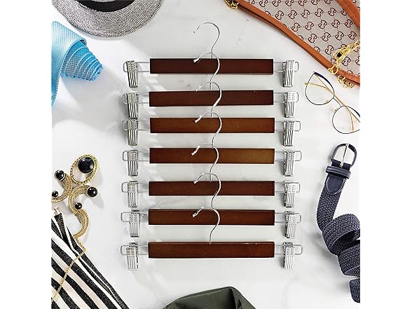 Zober Wooden Pant Hangers w/Clips 20Pk