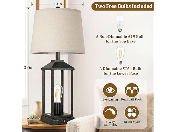 Brightever 28" Farmhouse Table Lamps Set of 2