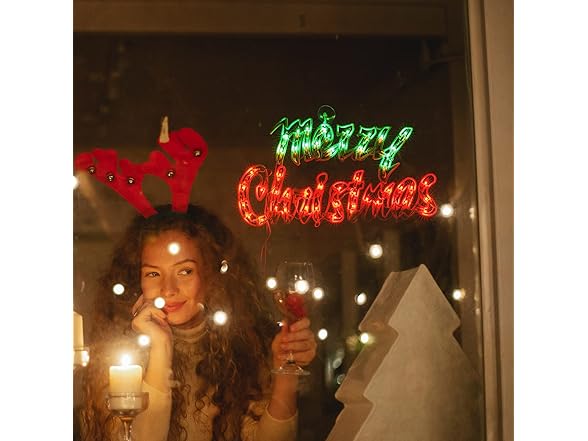 LAMPHOME 17.7Inch Lighted Merry Christmas