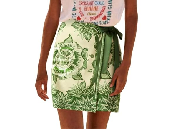 Talakeno Dark Green Floral Wrap Skirt M