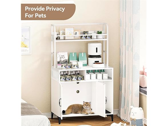 GOCAPTAIN Cat Litter Box Enclosure with Shelf Storage