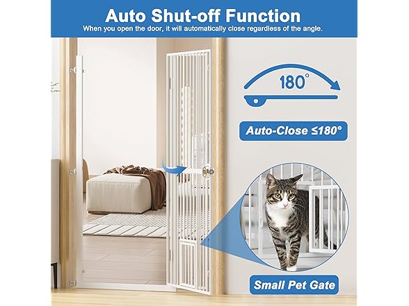 ROOMTEC 61" Extra Tall Cat Gate for Doorway, 38.4"-40.8"