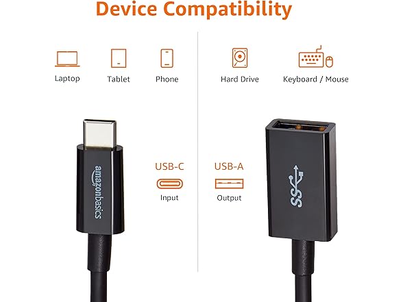 Amazon Basics USB-C to USB-A Adapter Cable