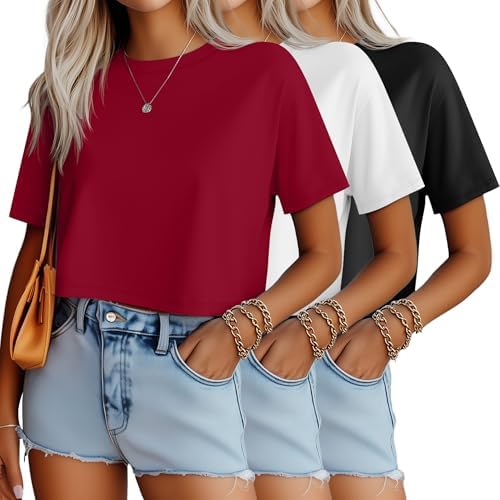 3 Pack Women's Crop Top T-Shirt