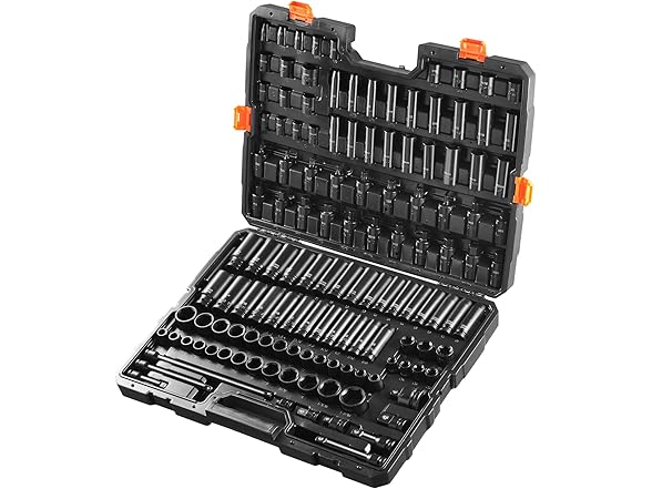 VEVOR Impact Socket Set 130 Piece 3/8" & 1/2" - SAE & Metric Drive Soc