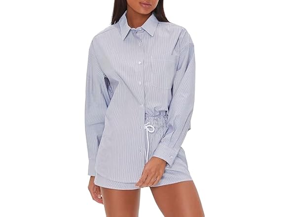 Forever 21 (L) Pinstriped Button-Front Shirt