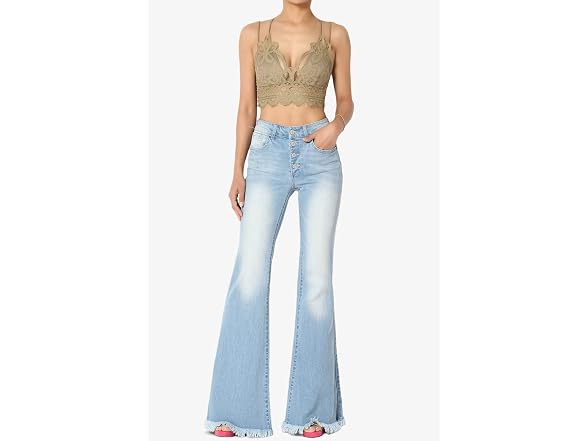 TheMogan Women (1X) Padded Lace Bralette Cross Top