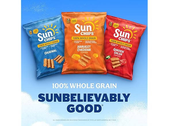 40PK SunChips 100% Whole Grain Chips, Harvest Cheddar