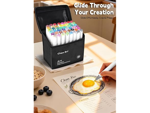 YHC 48-Color Alcohol Markers Brush Tip