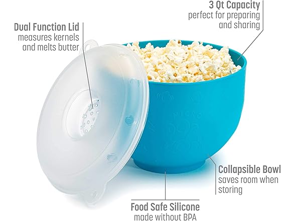 Goodful Silicone Popcorn Popper, Blue