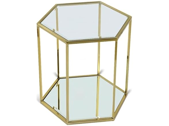 Sei Gold Glass & Steel End/Side Table