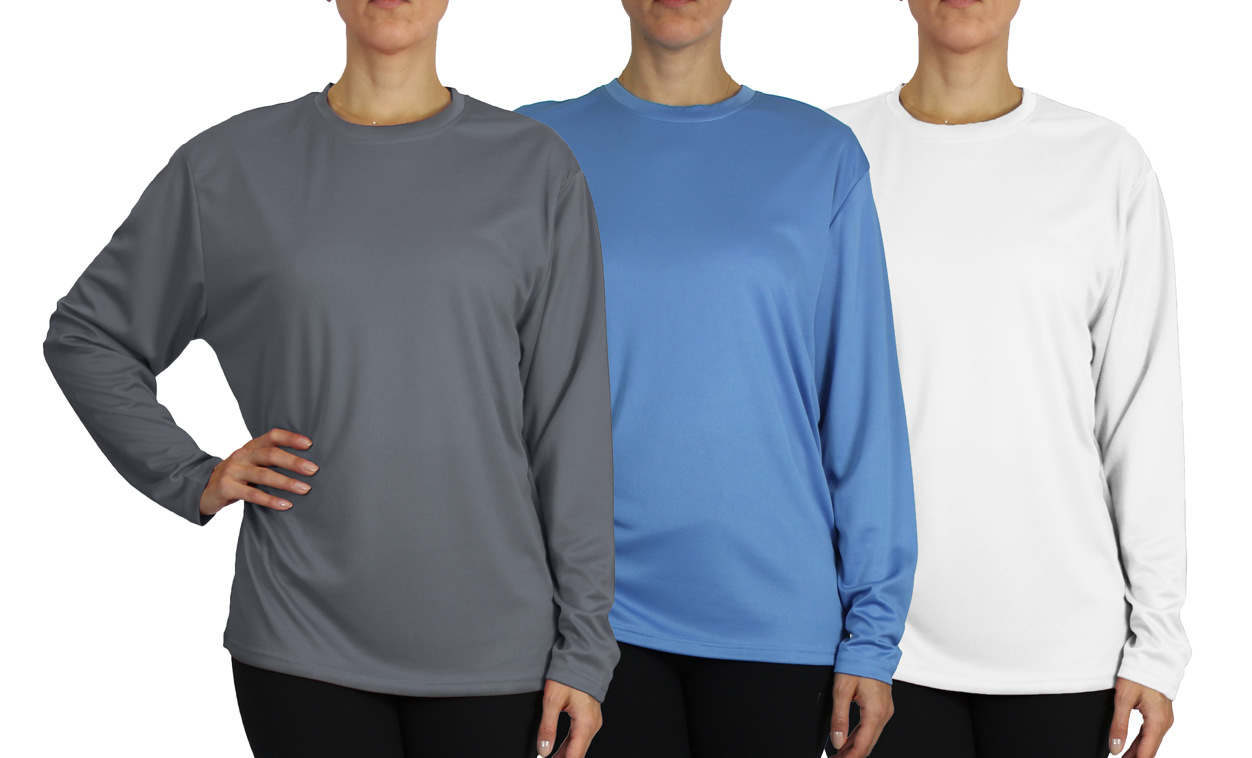 3Pk Womens L/S Loose Fit Performance Shirt - Gallery 22