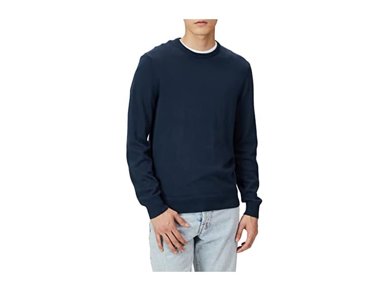 Amazon Essentials Men's Long-Sleeve Crewneck Sweater, 100% Cotton, Big & Tall Options Available, Navy, X-Large