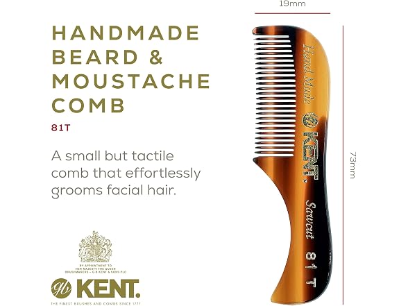 KENT 81T Handmade Beard Mustache Comb Extra Small