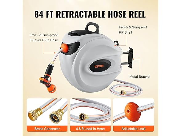 VEVOR Retractable Hose Reel, 84ft
