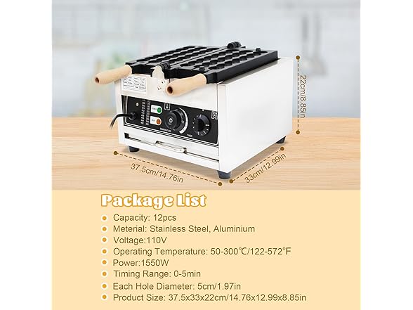 Treliamd Commercial Bubble Waffle Maker
