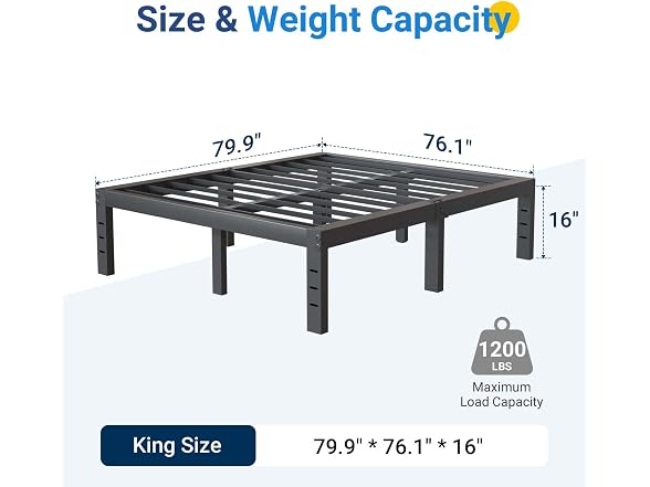 Avenco Metal Platform Bed Frame King