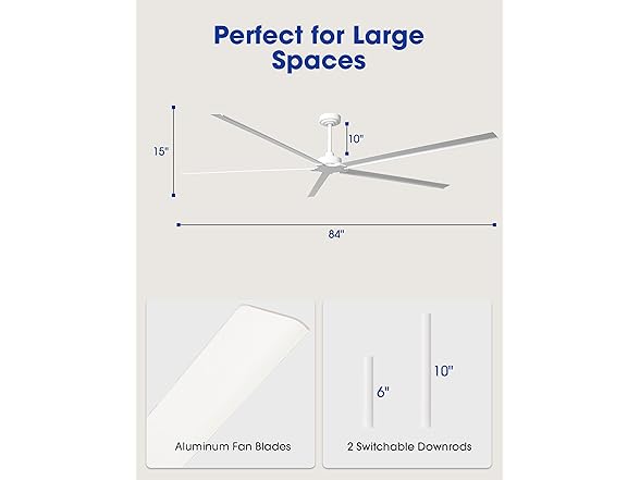 Parrot Uncle F8006WH-PU 84" Waterproof Ceiling Fan