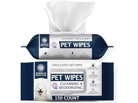 AKC Pet Wipes for Dogs & Cats – Hypoallergenic