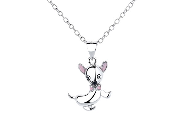 Chihuahua With Pink Bowtie Dog Necklace