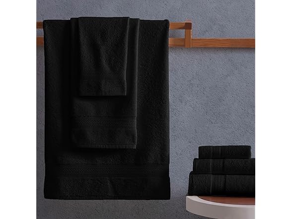 REGAL RUBY, 6 Piece Towel Set- Black