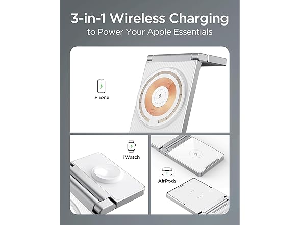 3-in-1 Foldable Magsafe Wireless Charger Stand for Apple