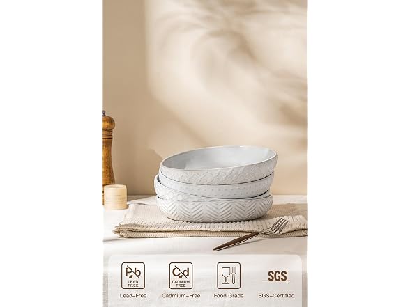 FOBENTA Embossed Ceramic Pasta Bowls