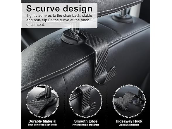 LivTee APP-Auto-156 Car Seat Headrest Hook, 4-Pack