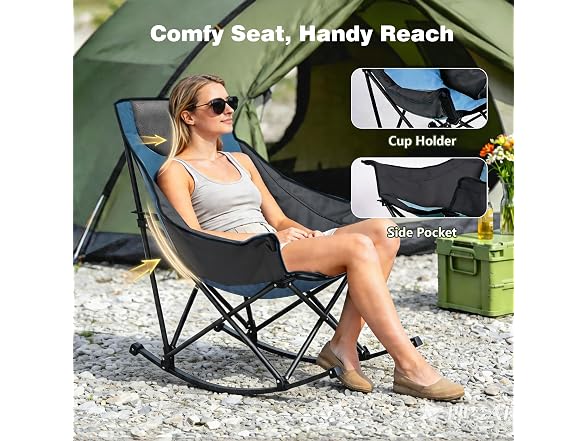 SUNNYFEEL Blue Rocking Camping Chair 500lbs