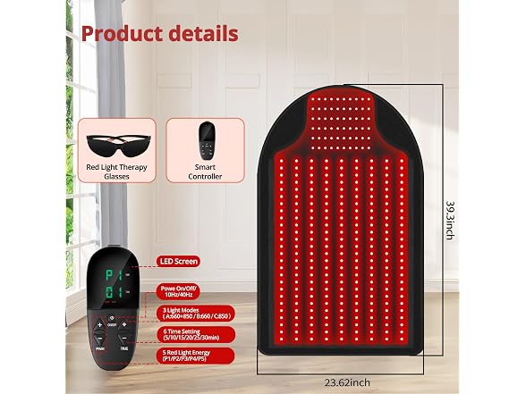 Red Light Therapy Mat, 330 Leds, 660Nm